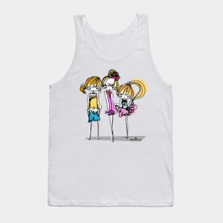 doodle three girls illustration Tank Top